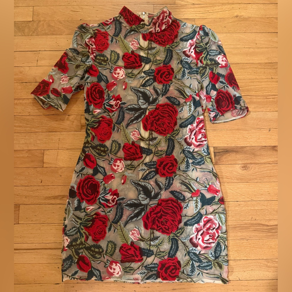 Fashion Nova Red Floral Mini Dress